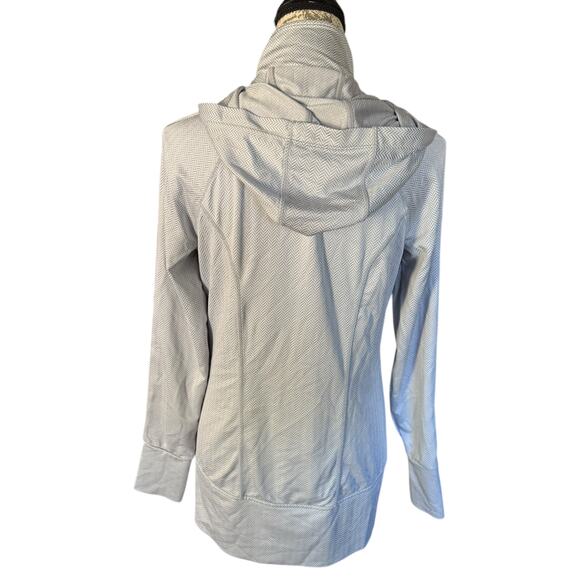 Mondetta White Gray Chevron Yoga Hooded Jacket Size Small EUC - Picture 3 of 7